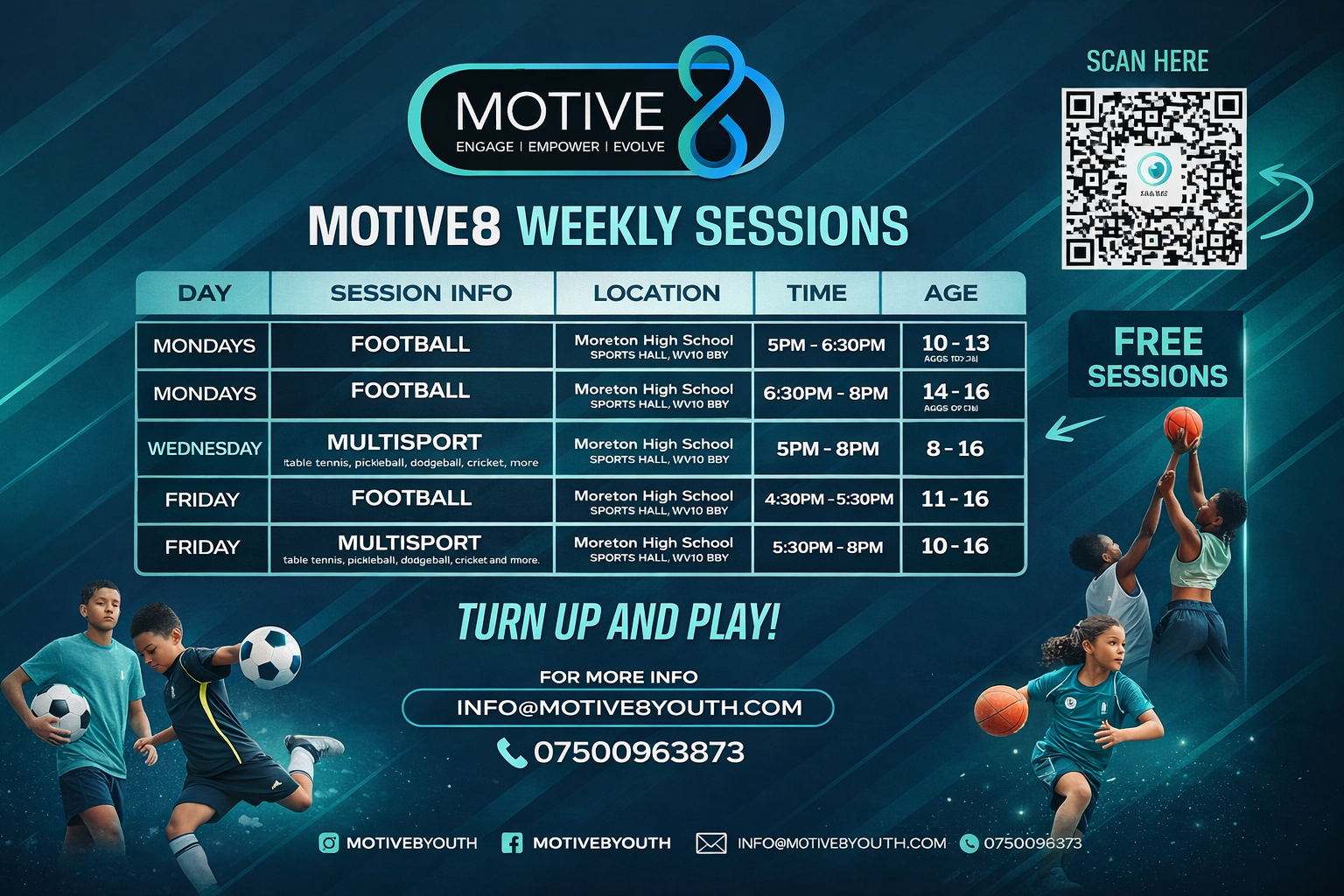 Motive8 Weekly Sessions Schedule